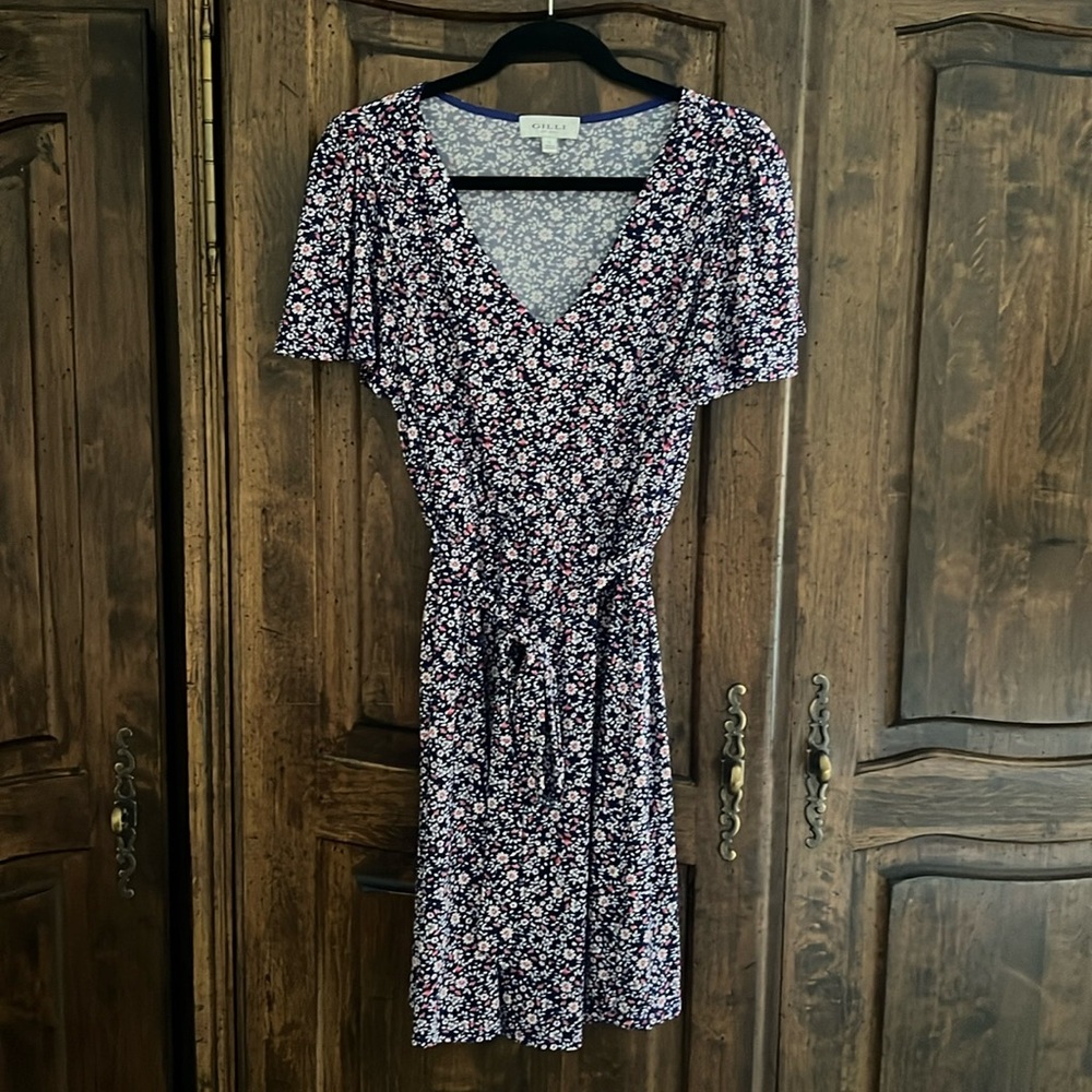Blue and white te flowered flare dress